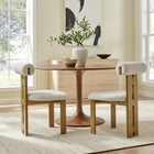 Modway Torian Boucle Fabric Dining Chair - French Oak Ivory - Set of 2-Double-beamed Back Leg