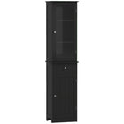 Kleankin Slim Bathroom Storage Cabinet with Adjustable Shelves and Drawer - Black-2 cabinets and a drawer provide ample storage space