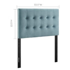 Modway Emily Biscuit Tufted Performance Velvet Twin Headboard - Light Blue-Velvet Polyester Upholstery