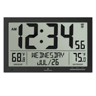 Marathon Slim Atomic Full Calendar Clock with Extra Large Digits and Indoor/Outdoor Temperature - Black-Clock Color + Material: Black Plastic