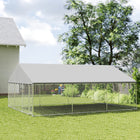 PawHut Outdoor Dog Kennel with Roof and Steel Fence - 19.7' x 14.8' x 7.9'-Two-person installation within 3.5 hours 