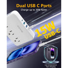 Huntkey Detachable Cord Power Strip with 3 Outlets and 4 USB Ports - White-6