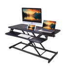 Rocelco 43" Hi-Lift Adjustable Desk Riser - Black-Full size 34.8" x 10" fixed keyboard tray. 