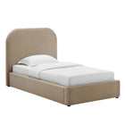 Modway Keynote Performance Velvet Curved Twin Platform Bed - Taupe-Wood Slat Support