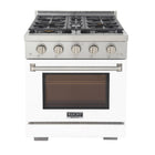 Kucht 30" KFX-X Series Pro Style Natural Gas Range - Stainless Steel/White-Rocket power burner 21 000 btu for rapid searing