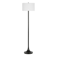 Hudson&Canal Josephine 62" Tall Floor Lamp with Fabric Shade - Blackened Bronze/White-Modern and contemporary design for your living room, office space, bedroom, or reading nook