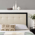 Modway Draper Tufted Fabric and Wood King Headboard - Black Beige-Button Tufted