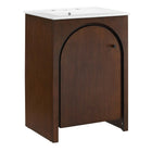 Modway Appia 24" Bathroom Vanity - Walnut/White-Soft-Close Hinges