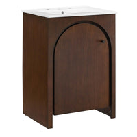Modway Appia 24" Bathroom Vanity - Walnut/White-Soft-Close Hinges