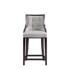 Manhattan Comfort Fifth Avenue 19" Traditional Faux Leather Upholstered Counter Stool - Light Grey - 2 Pack-Includes Footrest Base