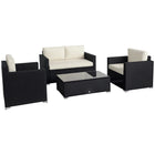 Outsunny 4-Piece Patio Furniture Set - White/Black-Modern 4-piece detachable outdoor furniture set offers stylish and comfortable lounging at its great