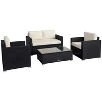 Outsunny 4-Piece Patio Furniture Set - White/Black-Modern 4-piece detachable outdoor furniture set offers stylish and comfortable lounging at its great