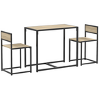 HOMCOM Industrial 3-Piece Small Space Dining Set - Oak-3-piece set consists of a dining table and 2 matching chairs