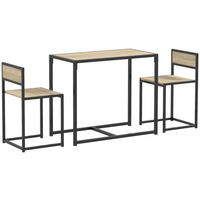 HOMCOM Industrial 3-Piece Small Space Dining Set - Oak-3-piece set consists of a dining table and 2 matching chairs