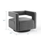 Modway Booth Performance Velvet Performance Velvet Swivel Armchair - Grey-Performance Velvet Upholstery