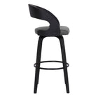 Armen Living Shelly 26" Counter Height Swivel Bar Stool in Grey Faux Leather & Black Wood-4