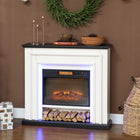 HOMCOM 41" Electric Fireplace with Mantel and Adjustable 3D Flame Effect -  1400 W - Black and White-Embedded design includes a log space, adding a touch of realism