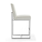 Manhattan Comfort Element 16.34" Modern Faux Leather Upholstered Counter Stool - Pearl White and Polished Chrome-Includes Footrest Base