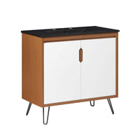 Modway Energize 36" Bathroom Vanity - Cherry/White/Black-Mid-Century Modern Bathroom Vanity