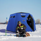 Outsunny 4 Person Ice Fishing Shelter - Pop-Up Ice Fishing Tent - Blue-Speedy-quick set-up provides instant and effortless prep
