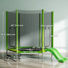 Qaba 85" Toddler Trampoline with Slide, Ladder and Safety Enclosure - Green-Robust steel frame and 36 strong springs support up to 176 lbs (80 kg) 