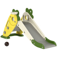 Qaba 3 in 1 Foldable Toddler Slide with Basketball Hoop, Carrot-Themed - Yellow-Slide, climber and basketball hoop combo encourages multiple play activities 