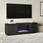 Hudson&Canal Presque TV Stand with 26" Crystal Fireplace for TV's up to 75" - Black Grain-Features easy assembly