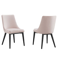 Modway Viscount Accent Performance Velvet Dining Chairs - Pink - 2 Pack-Vintage Modern Accent Dining Chairs