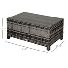Outsunny Rattan Coffee Table with Tempered Glass Top Outdoor Garden Patio - Mixed Grey-Waterproof and UV-resistant PE rattan