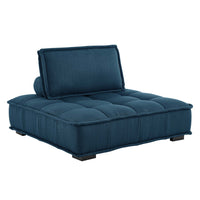 Modway Saunter Tufted Fabric Armless Chair - Azure-Sectional Sofa Armless Chair