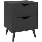 HOMCOM Modern Nightstand with 2 Drawers and Wood Legs - Black-Modern style highlights to your home décor