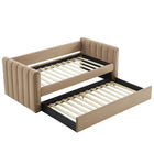 Modway Veyla Channel Tufted Performance Velvet Twin Daybed with Trundle - Taupe-Weight Capacity: 300 lb