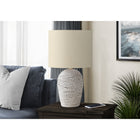 Monarch Specialties 17" H Transitional Table Lamp - White Rattan / Beige Shade-The convenient on/off turn knob switch allows for easy control of a standard 60W bulb (not included), ensuring you can effortlessly illuminate a room