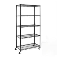 Seville Classics 5-Tier NSF Steel Shelving - Black - 72" H x 36" W x 18" D-Material: Metal