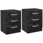 HOMCOM Modern Nightstand with 3 High Gloss Drawers for Bedroom - Black - Set of 2-The two-piece set offers symmetry and a clean style to your room