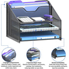 ShoppingAll Desk File Organizer with 3-Tier Paper Tray, 2 Upright Sections-5