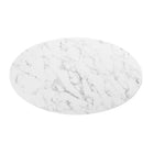 Modway Lippa 48" Oval Faux Marble Dining Table - Gold White-Assembly Required