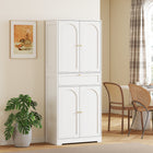 HOMCOM 72.4" H Tall Kitchen Pantry Cabinet with Doors - White-Shaker doors with gold handles complement modern interiors 