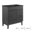 Modway Render 30" Bathroom Vanity - Charcoal/Black-Adjustable Storage Shelf