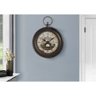 Monarch Specialties Clocks 18" Round Wall Clock - Brown Traditional-This easy to read analog clock with a numerical display has modern quartz movement for accurate timekeeping