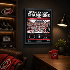 Frameworth Carolina Hurricanes 2026 Stanley Cup Champions Scoreboard Design PhotoGlass Framed Photo - 18" W x 22" H-Professionally framed in Canada: The image is printed in ultra high definition directly onto the glass itself and finished in a black frame