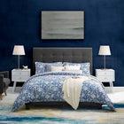 Modway Melanie Tufted Button Upholstered Fabric Full Platform Bed - Grey-Soft Polyester Fabric Upholstery