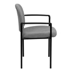 Flash Furniture Comfort Stackable Steel Side Reception Chair with Arms - Grey Fabric-Stacks up to 5 Chairs High