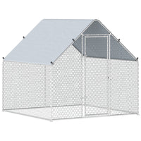 PawHut Metal Walk-in Chicken Coop Enclosure with Cover - 6.6' x 6.6' x 6.6'-Suitable for raising chickens, rabbits, ducks, and other animals 