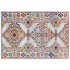 Modway Entourage Khalida Distressed Floral Lattice Area Rug - 8 ft W x 10 ft L - Ivory Blue Orange Yellow Red-Distressed Vintage Floral Lattice Area Rug 
