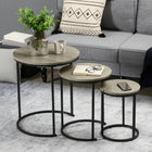 HOMCOM Nesting Tables- Grey - Set of 3-The set of 3 side tables can be used separately or together as stackable tables