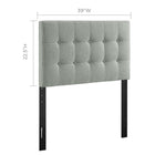 Modway Emily Upholstered Fabric Twin Headboard - Grey-Fits twin size beds