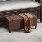 HOMCOM Storage Bench with Ottoman - Brown-The rubberwood feet ensures its durability;
