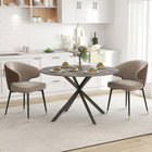 HOMCOM 47" Round Dining Table with Steel Legs - Grey Wood Grain and Black-Scratch-resistant surface stands up to everyday use