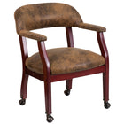 Flash Furniture Bomber Jacket Brown Luxurious Conference Chair with Accent Nail Trim & Casters-Traditional Style